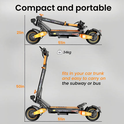 Monopattino Elettrico a Doppio Motore 2400W, Batteria 52V 20.8Ah, Autonomia 65km, Freno a Disco, Pneumatici da 10 Pollici, Pieghevole, Capacità di Carico 200kg