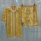 Set di camicie da uomo retrò estive Camicia a maniche corte da spiaggia stampata 3D Pantaloncini da viaggio casual da uomo hawaiano 2 pezzi comoda casual platinumshop