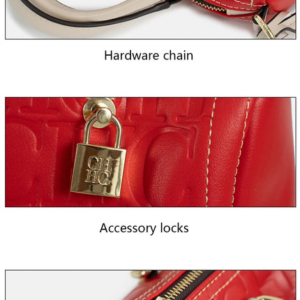 CH Autumn/Winter Christmas Fashion PU Material Lock Lock Design Women's Crossbody Bag 2025 Designer New Handbag Trendy Brand PlatiNum
