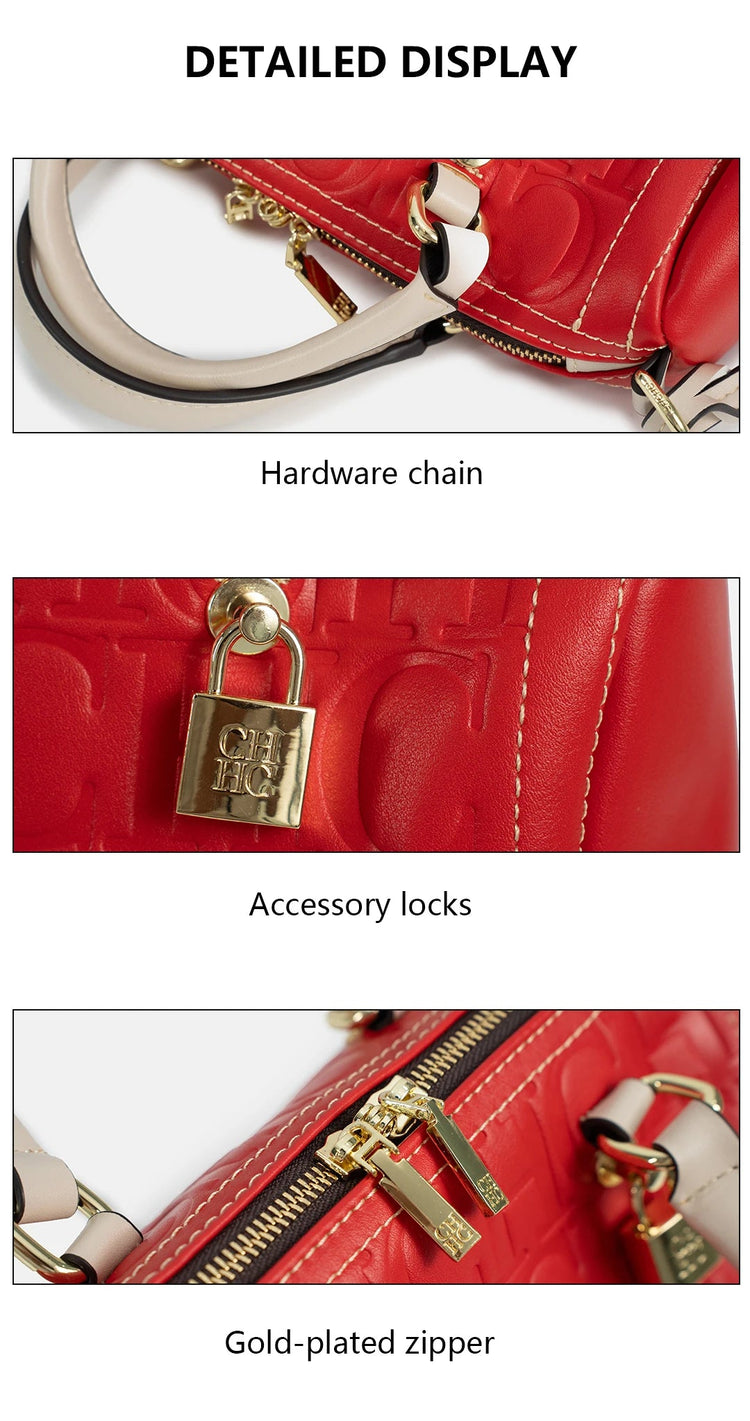 CH Autumn/Winter Christmas Fashion PU Material Lock Lock Design Women's Crossbody Bag 2025 Designer New Handbag Trendy Brand PlatiNum