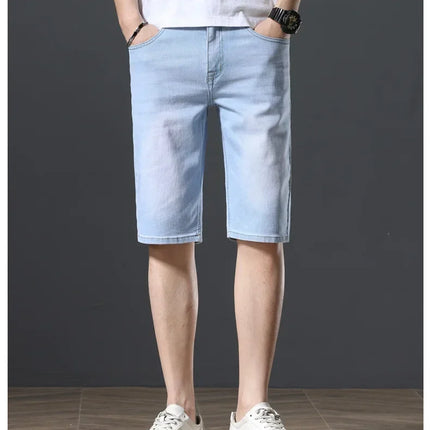 2025 Estate Marca Stretch Sottile Bermuda Masculina Cotone Denim Jeans Jorts Uomo Al Ginocchio Morbido Ropa Hombre Pantaloncini