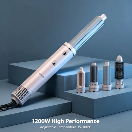 4 In 1 Hot Air Brush Hair Styler 1200W Multi‑Functional Hair Dryer Brush 35‑100℃ Adjustable Temperature Curling Straightening Styling Tool
