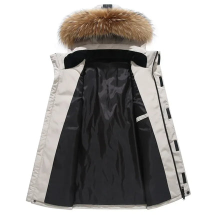 Men Hooded Fur Collar Down Coats Puffer Jackets Winter Casual Duck Down Coats Quality Male Outdoor Windproof Winter Warm Parkas
