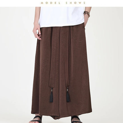 Pantaloni stile cinese da uomo nuovi pantaloni larghi casual in seta di ghiaccio a gamba larga pantaloni da uomo kimono alla moda retrò comodi e traspiranti
