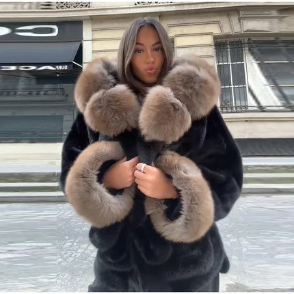 Hoody Faux Fur Furry Coats Women Fashion Belt Long Sleeve Pocket Thicken Warm Jacket 2026 Autumn Winter Urban Lady Streetwears