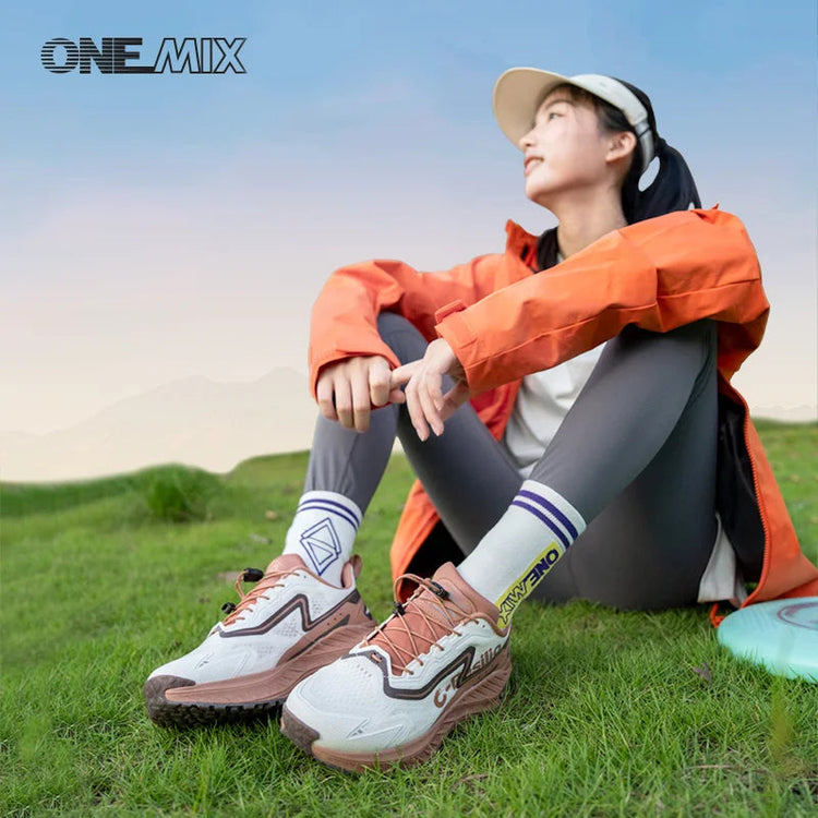 ONEMIX Autunno Inverno Luce 0 Outdoor Shock Assorbibile Leggero Scarpe da corsa da fondo Uomo Antiscivolo Resistente all'usura Arrampicata PlatiNum