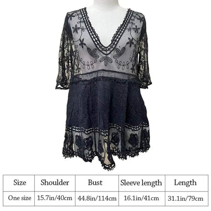 Abito Estivo da Spiaggia con Scollo a V, Protezione Solare, Casual, Copricostume in Pizzo per Donna platinumshop