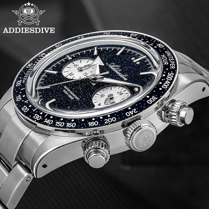 ADDIESDIVE New Quartz Watch Luxury VK64 Chronograph Men Wristwatches BGW9 Luminous Diving 100m Waterproof 316L Stainless Steel