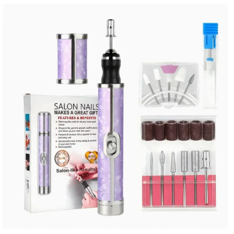 Electric Nail Drill Machine Rechargeable 500mAh Portable Nail File Kit 4 Speed Adjustable Manicure Tool for Nail Polishing Gel Removal Salon Beauty Care