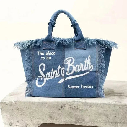 trendy brand denim embroidered shoulder bag, high-end elegant crossbody bag, luxurious handbag, new fashionable women's han PlatiNum