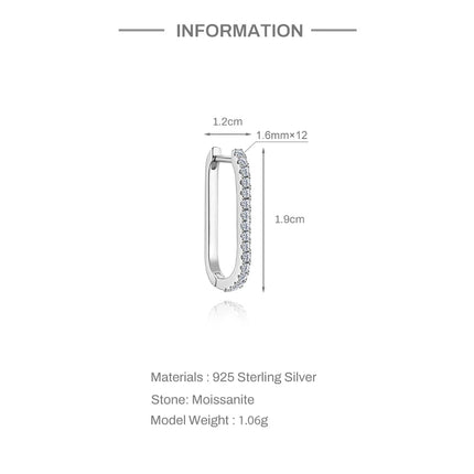 CANNER 1PC 6/7/8/9mm Moissanite 925 Sterling Silver Hoop Earrings Women Round Circle Piercing Earings Personalized Fine Jewelry PlatiNum