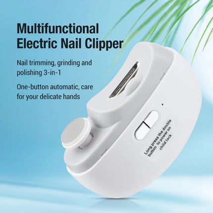 Electric Nail Clipper 2 in 1 Safety Automatic Fingernail Trimmer With Light 2 Speed Portable Nail Polishing for Kids Adults