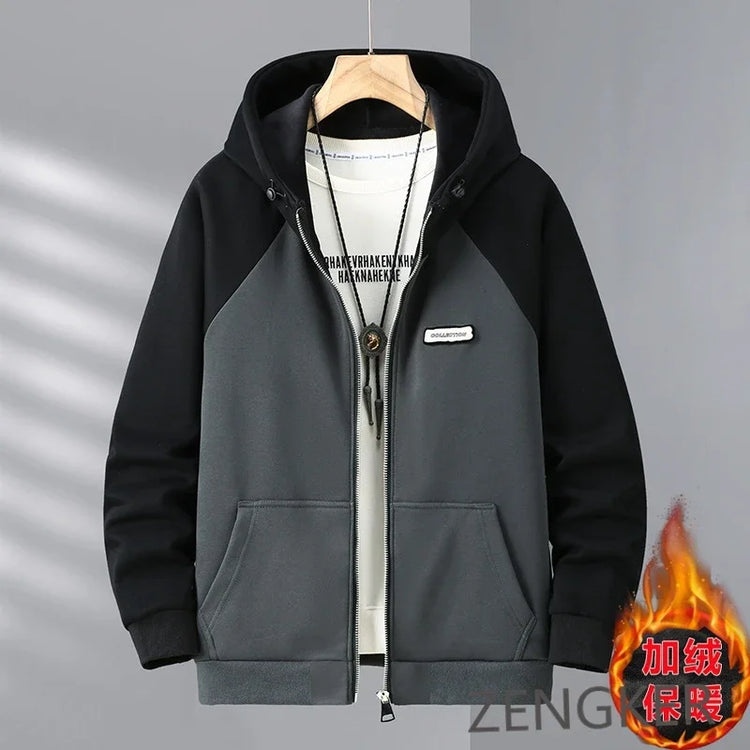 Big size thick hoodie set for men autumn winter casual plus size cardigan jacket hooded two-piece set 170kg 11xl suits for men