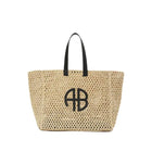 Borsa tote in paglia intrecciata con lettera AB di grande capacità, per vacanze al mare, da donna, a righe, RIO City, stile semplice, borsa da viaggio casual