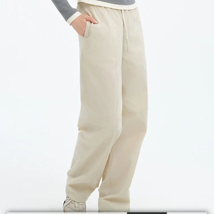 Metersbonwe Women's Cargo Jogger Pants Loose Fit Drawstring Elastic Waist Streetwear Casual Trousers Trendy Tapered Sweatpants
