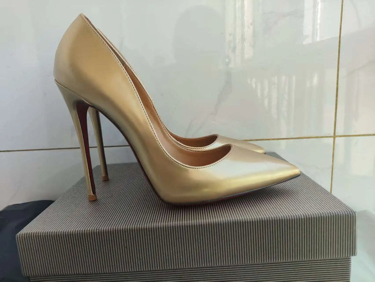 Taglie 48 Scarpe da donna stile classico in vernice con punta a punta Slip On 12 cm Scarpe con tacco alto da donna eleganti Décolleté a spillo semplici Nero Rosso Bianco
