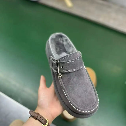 2026 New Vintage Belt Buckle Thick-soled Padded Men's and Women's Cotton Shoes Fashionable Half-trimmed Cotton Boots