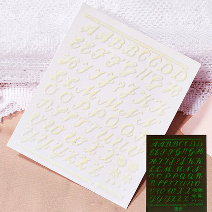 1PC 26-English Alphabet Number 3D Self-adhesive Nail Art Decal Sticker Word Small Letter Nail Decals Sticker Manicure Decoration