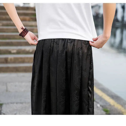 Vendite calde Pantaloni Da Uomo 2024 Nuovo Drago di Seta del Ghiaccio Fiore Scuro Bloomers Moda Allentata Gamba Larga Casual di Alta Qualità Pantaloni Maschili di Marca