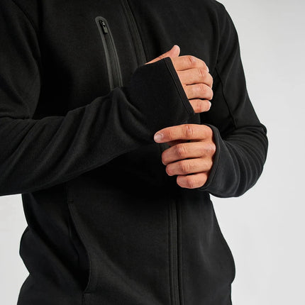 Men's Cotton Training Sets Gym Sportswear Zipper Hoodie Casual Sports Hooded 2-piece Top with Pants Black Sweatshirts Sweatpants PlatiNum