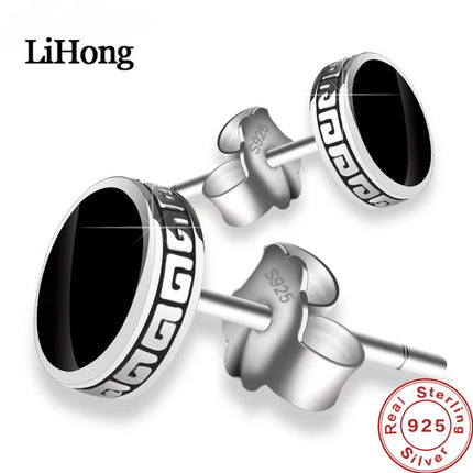 Lihong Orecchini in argento 925 personalizzati Orecchini singoli da uomo Gioielli hip-hop punk di strada platinumshop