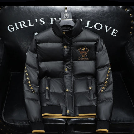 Winter White Duck Down Jacket Men's Light Luxury Trendy Leather Windproof Warm Down Jacket Men Brand Clothes Casual Puffer Coat