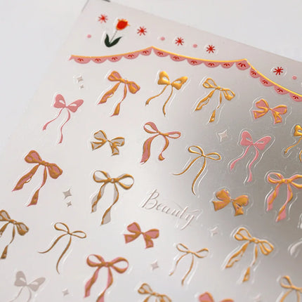 1pcs Bow Nail Sticker Hot Gold Series New Crafts 3D Bow Tie Self Adhesive Nail Art Stickers Japanese Nail Art Decorations Decals