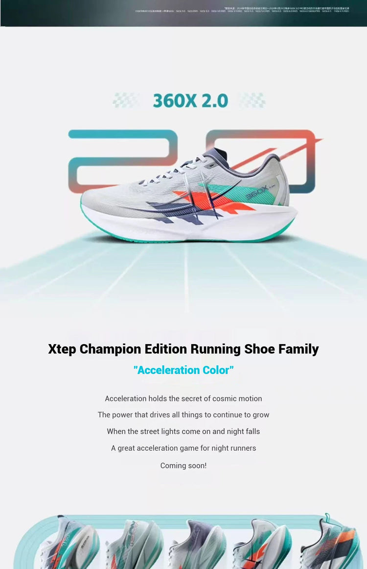 Xtep 360X 2.0 Professional Marathon Running Shoes For Men Racing Carbon Plate Shock Absorbent Sports Training Shoes 975219110035 PlatiNum