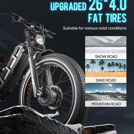 【Romeo pro2 spot】Bicicletta elettrica da città Romeo pro2 3000W con doppio motore, batteria integrata 52V 70Ah, pneumatici grandi, ruote da 26x4.0