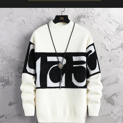 2023 New Fashion Patchwork digit Cashmere Sweater Men High Quality Comfortable Mens Sweaters Thick Warm Male Pullover