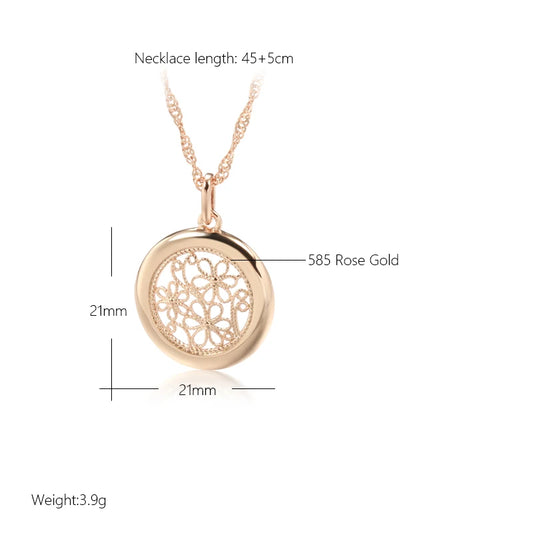 Kinel Luxury 585 Collana Boho color oro rosa per le donne Ciondolo fiore in metallo lucido Gioielleria raffinata quotidiana di alta qualità 2022 Nuovo