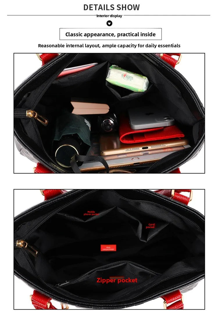 Ladies Large Capacity Leather Shoulder Bag 2025 New Style Urban Simple Tote Bag Women's Single Shoulder Bag Daily Match PlatiNum