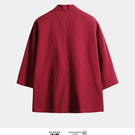 Camicia Estiva da Uomo Stile Cinese Kung Fu Tai Chi, Tinta Unita in Cotone, Comoda, Streetwear Retrò, Abbigliamento Tradizionale