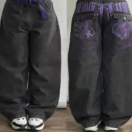 Street Vintage Jeans New Y2K Harajuku Wash Blue Multiple pockets Baggy Jeans Denim Pants Mens Womens High Waist Wide Trousers PlatiNum