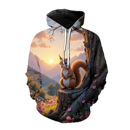 Squirrel Animal 3D Print Hoodies Men's Women Hip Hop Hooded Sweatshirts Harajuku Pullover Street Tracksuit Unisex Coat Clothing