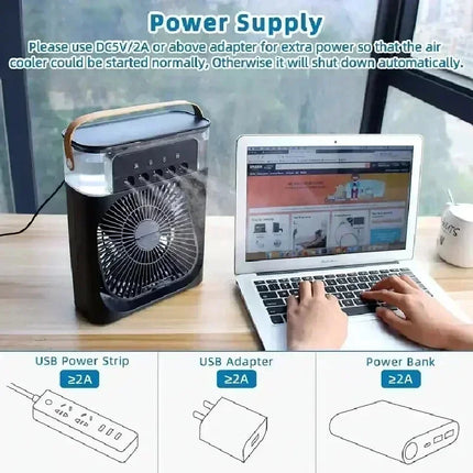 Nuovo Ventilatore 3 in 1 con Condizionatore d'Aria, Mini Raffrescatore Domestico, Luce Notturna LED, Umidificatore Portatile, Ventilatore Regolabile per Ufficio e Casa