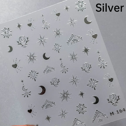 Punk Glitter Powder Blue Pink Star Charm Laser Silver Gold Starlight Rhinestones Moon DIY Nail Art Stickers Manicure Tool Decals