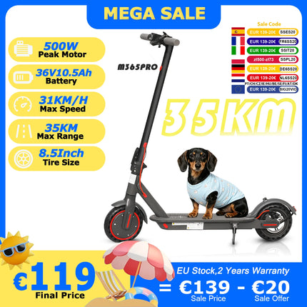 Monopattino Elettrico M365PRO/M365 X1, 36V 10.5Ah, Motore 500W, Autonomia 35KM, Velocità 31KM/H, Pneumatici Solidi 8.5 Pollici, Pieghevole, App Smart, EScooter