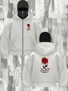 2026 Winter and Autumn New Hooded Headmask Men's and Women's Hoodie, Gothic Blood Rose Pattern Printed Comfortable Fabric