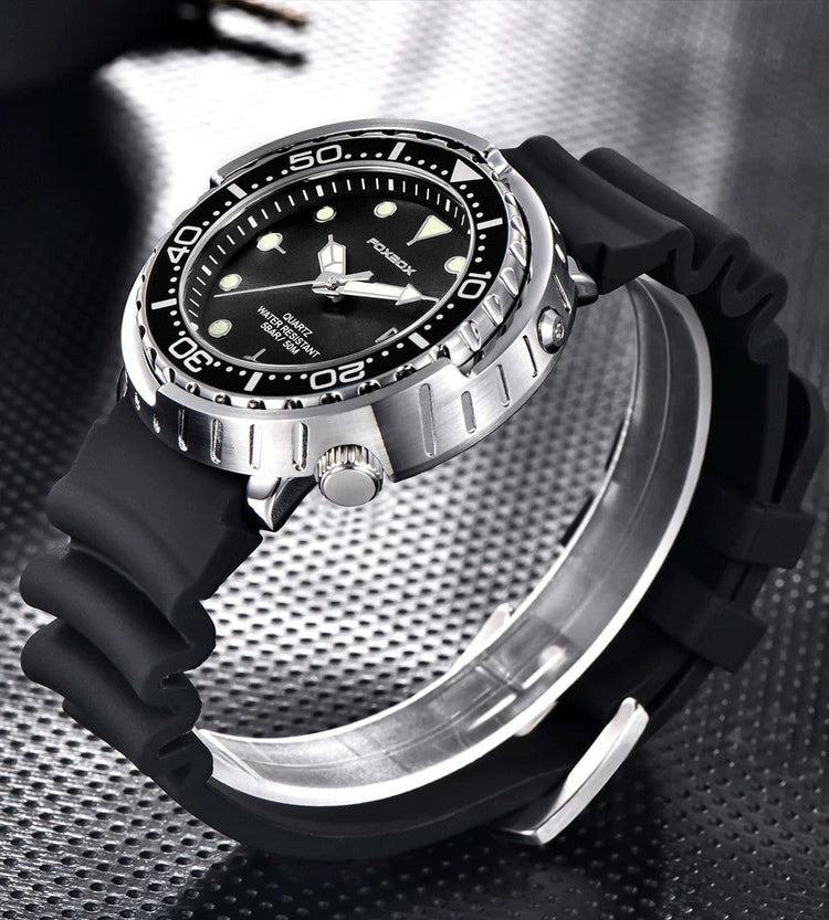 FOXBOX Top Brand Fashion Diver Watch Men 50ATM Waterproof Date Clock orologi sportivi orologio da polso al quarzo da uomo Relogio Masculino platinumshop