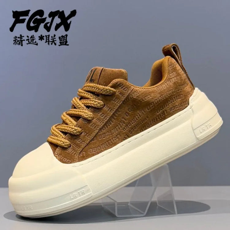 Men's Leather Platform Sneakers Breathable Versatile Men Casual Shoes Comfortable Fashion Male Running Sports Tenis Shoes Hombre