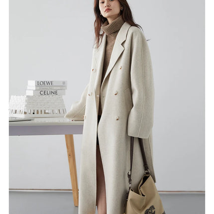 CHIC VEN Women Long Double-sided Woolen Coats Retro Loose Female Overcoat Double Breasted Ladies Windbreak Autumn Winter 2026