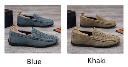 STRONGSHEN scarpe da uomo Casual Luxury Brand Slip on mocassini vuoti in pelle scamosciata mocassini da uomo estate traspirante scarpe da guida da uomo italiane
