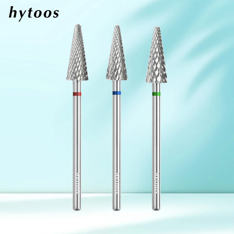 HYTOOS Carbide Cone Shape Nail Drill Bit Rotary Burr Milling Cutter for Manicure & Pedicure Electric Files