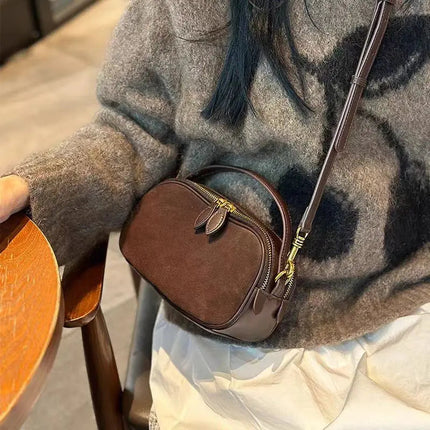 Women's Genuine Suede Cowhide Leather Shoulder Bag Soft Cow Versatile Ladies Crossbody Bag Trendy Luxury Female Designer PlatiNum