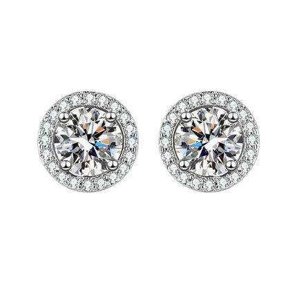 DISINIYA Color Earrings Mosonite Earring Square Bag Earrings marry Jewelry simple and fashionable party, Valentine's Day gift PlatiNum