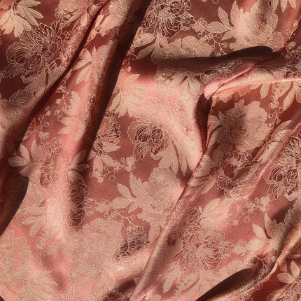 Tessuto jacquard con motivo peonia in rilievo bicolore al metro per gonne, pigiami, cucito, tessuto Hanfu stampato, delicato sulla pelle, sottile e morbido