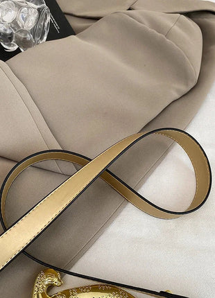 New Ladies Metal Buckle Simple Fashion Shoulder Bag Party Commuting Bag Women Luxury Brand Design PU Leather Bag PlatiNum