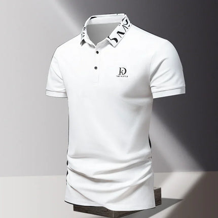 Men's fashionable summer POLO ice silk quick-drying T-shirt short-sleeved solid color loose fit business collar