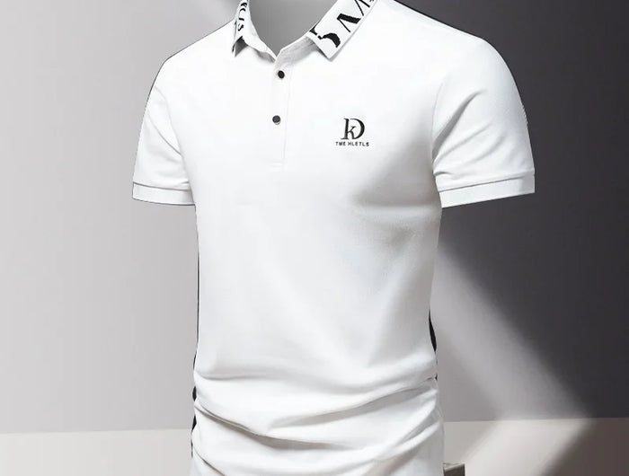 Men's fashionable summer POLO ice silk quick-drying T-shirt short-sleeved solid color loose fit business collar